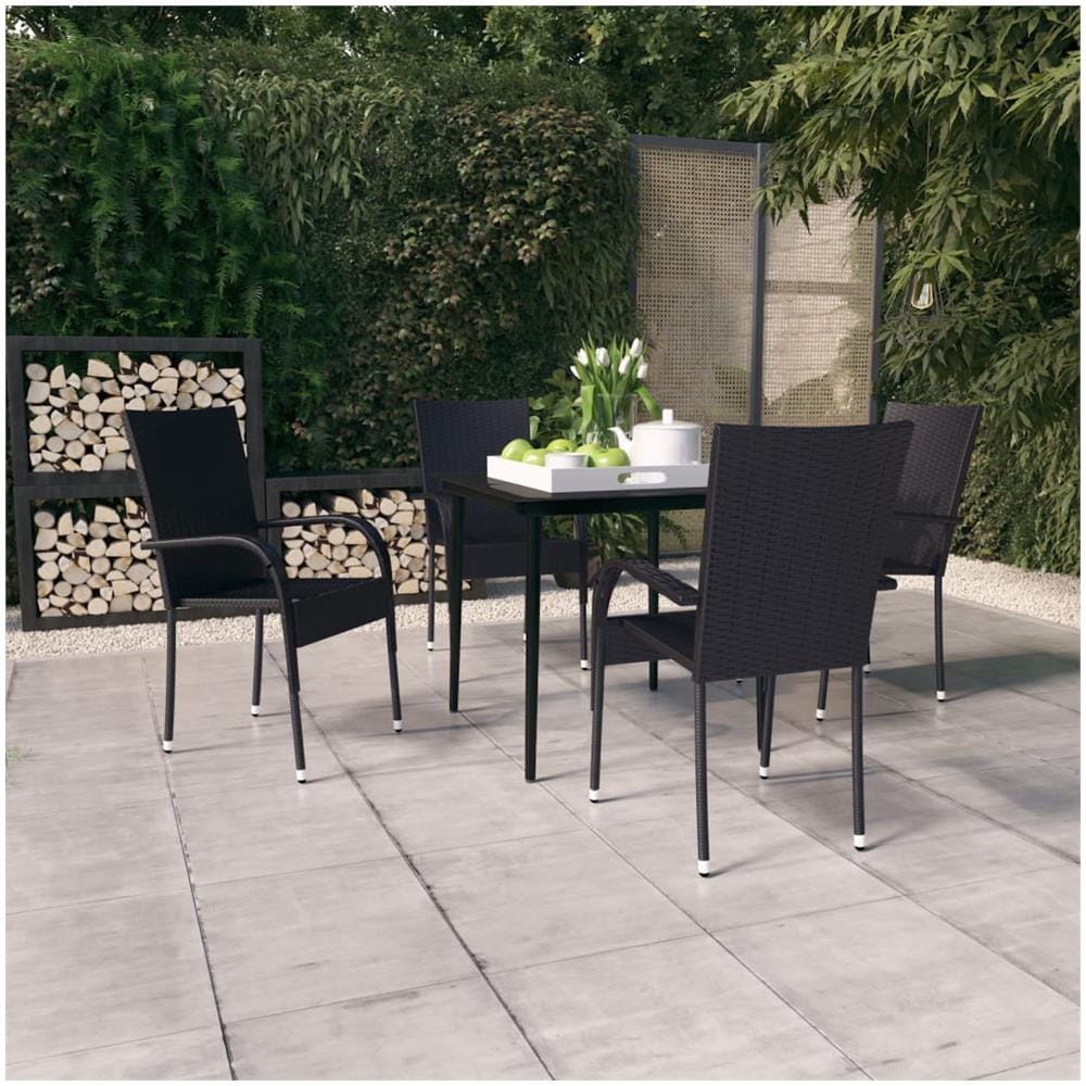 Set Mobili Da Pranzo Per Giardino 5 Pz Nero - Foto 1