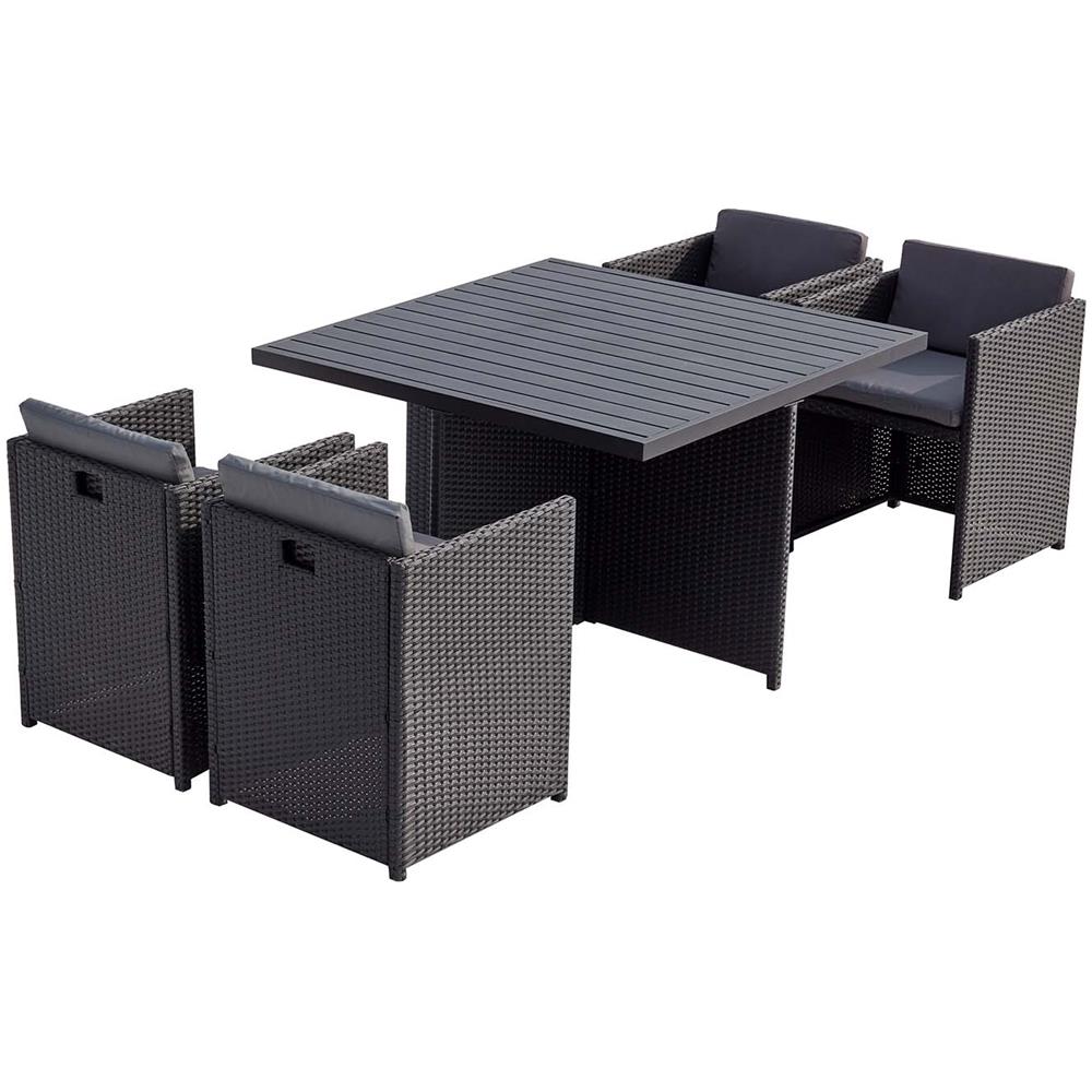 Salotto Da Giardino A Incasso 4 Posti Resina Intrecciata Nero/grigio Sunset - Foto 1