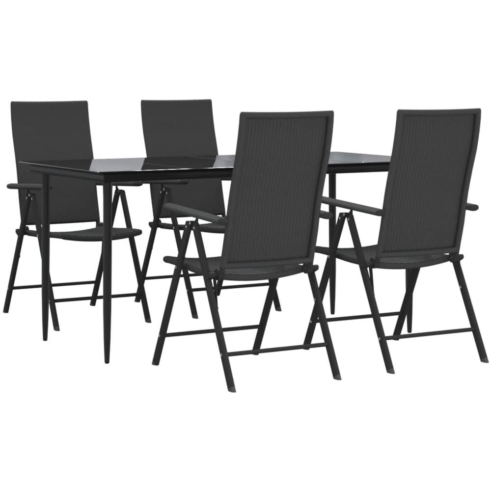 Set Da Pranzo Da Giardino 5 Pz Nero In Polyrattan - Foto 3