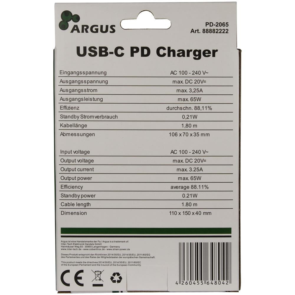 Caricatore Universale PD-2065 AC Interno USB Tipo C Nero - Foto 3
