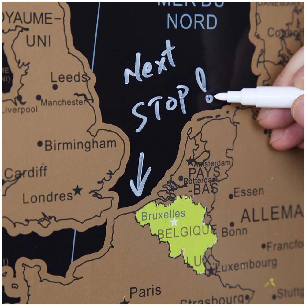 Lavagna Magnetica Mappamondo Da Grattare Mappa Del Mondo 60x40 Nero + Pennarello - Foto 5