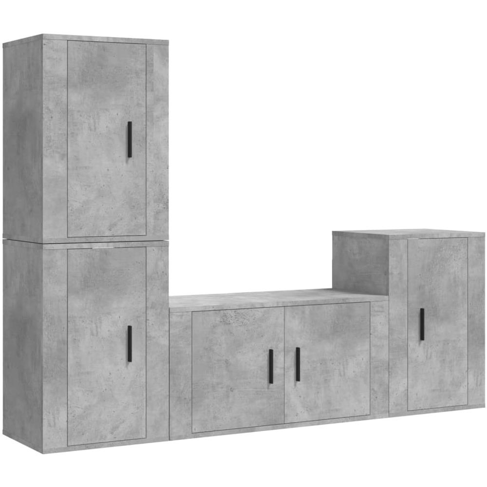 Set Di Mobili Porta Tv 4 Pz Grigio Cemento In Legno Multistrato - Foto 2