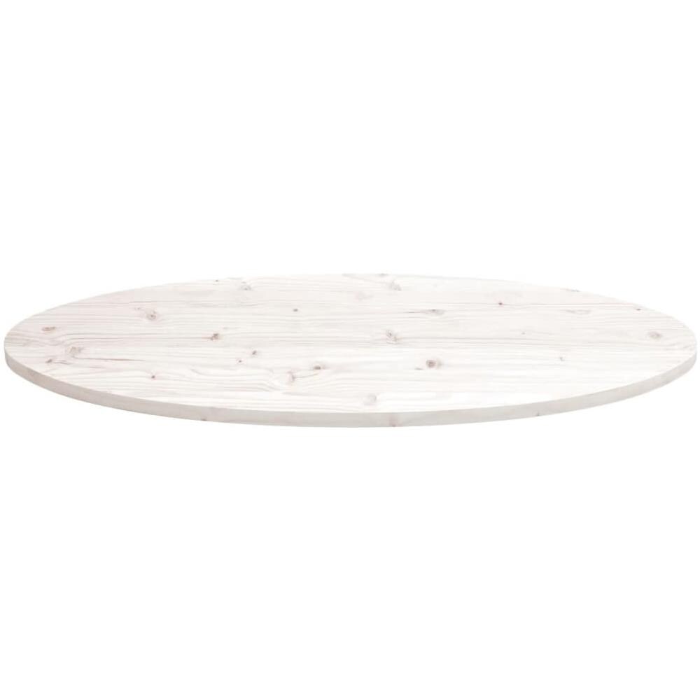 Piano Tavolo Bianco 90x45x2,5cm In Legno Massello Di Pino Ovale - Foto 3