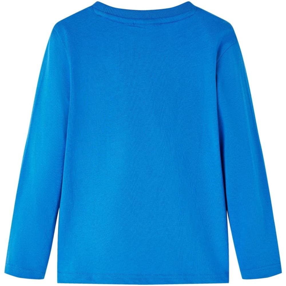 Maglietta Per Bambini A Maniche Lunghe Con Stampa Lupo Blu Cobalto 128 - Foto 2
