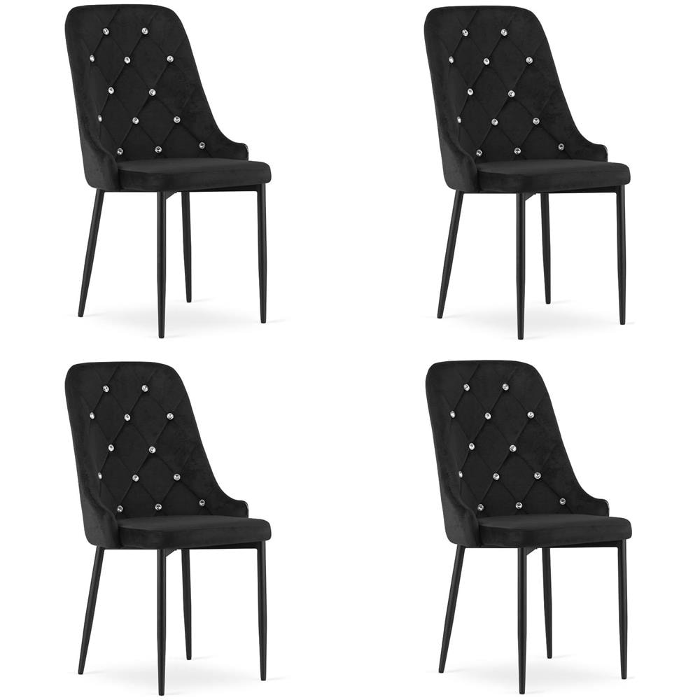 Sedia REMI in velluto nero con gambe in metallo x4 - Foto 1