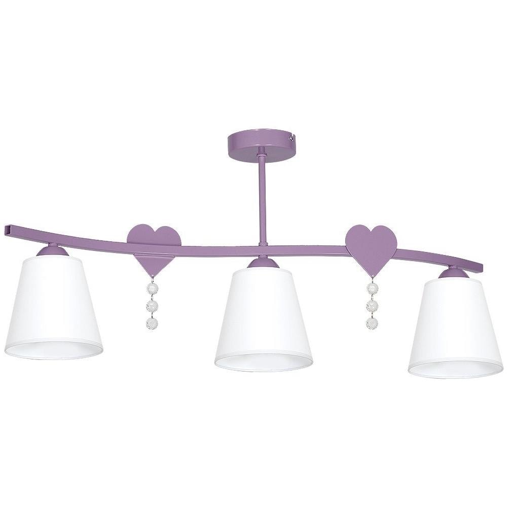 7857 Lampadario In Acciaio Da Soffitto Per Cameretta Bambini, Plafoniera Spot Cuore3, Rosa. - Foto 1