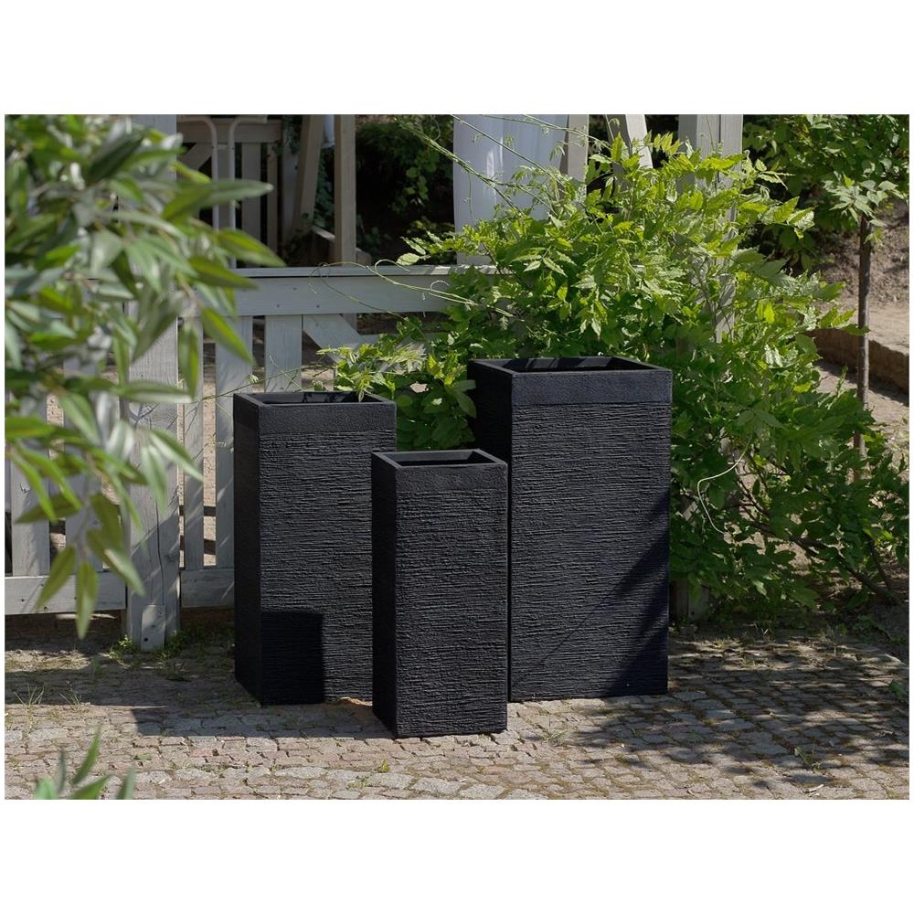 Vaso Da Fiori Rettangolare 40 X 40 X 77 Cm Nero Dion - Foto 2
