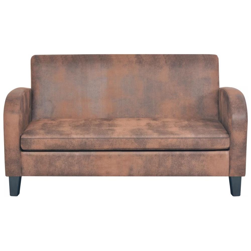 Set Divani 2 Pz In Camoscio Artificiale Marrone - Foto 7