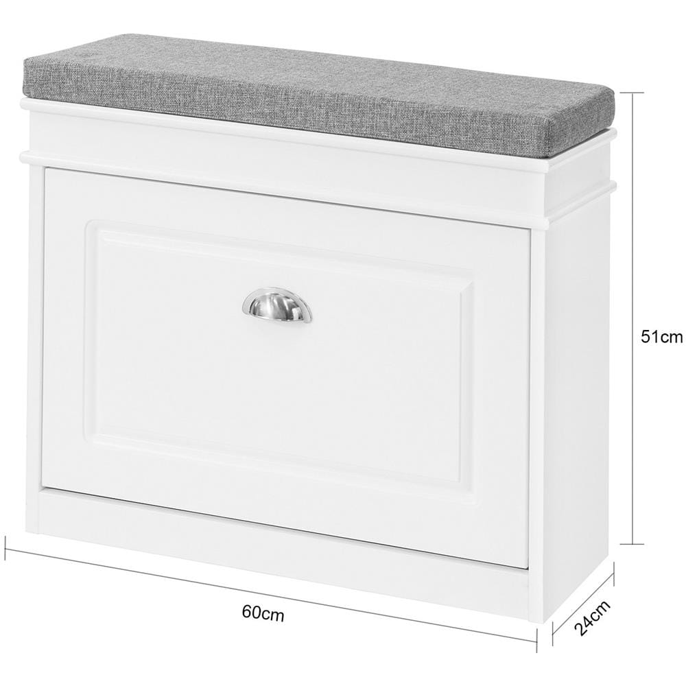 Serie Bianche Di Scarpiere Moderne Bianco 60x24x51cm 1 Anta 1 Cuscino Fsr82-k-w - Foto 2