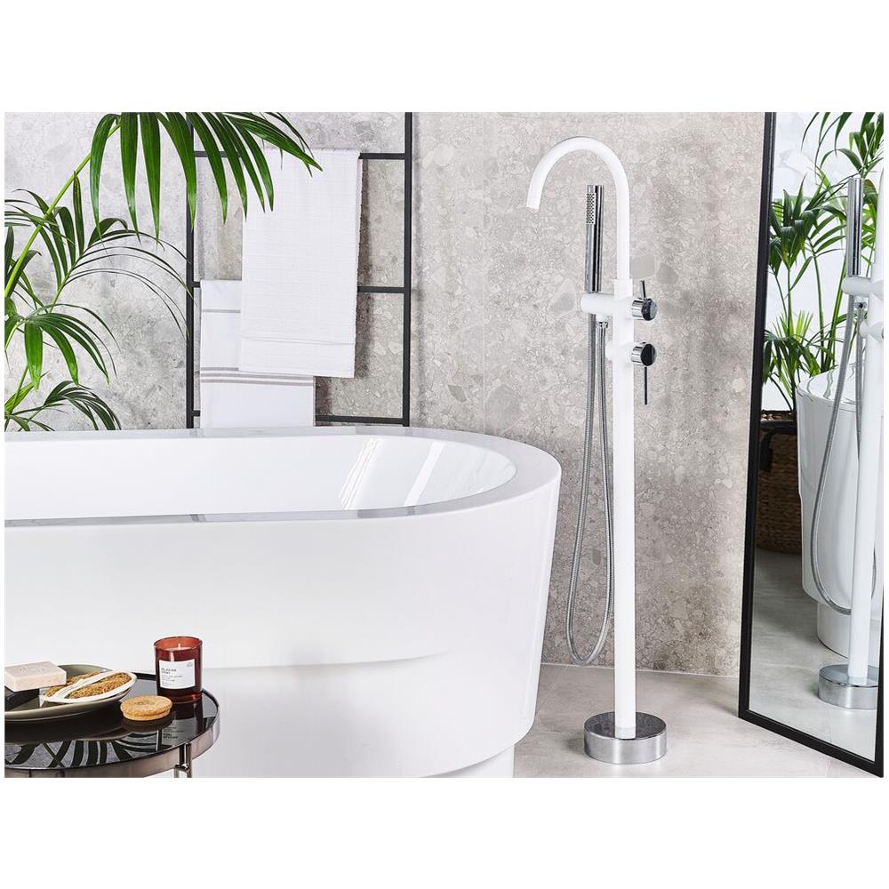 Miscelatore Vasca Freestanding Bianco Opaco E Argento Tugela - Foto 2