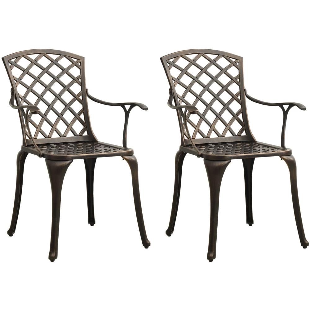 Sedie Da Giardino 2 Pz In Alluminio Pressofuso Bronzo - Foto 1