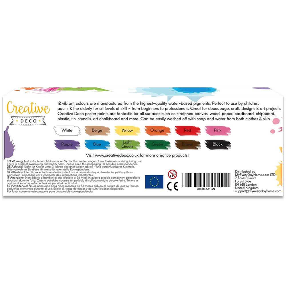Creativo Deco Lavabile Bambini Poster Set Di Verniciatura 20 Ml X 12 Tazze Multicolori Non Tossico Di Base Vibrante E Colori Intensi Perfetto Per I Principianti Bambini Studenti E Artisti - Foto 5