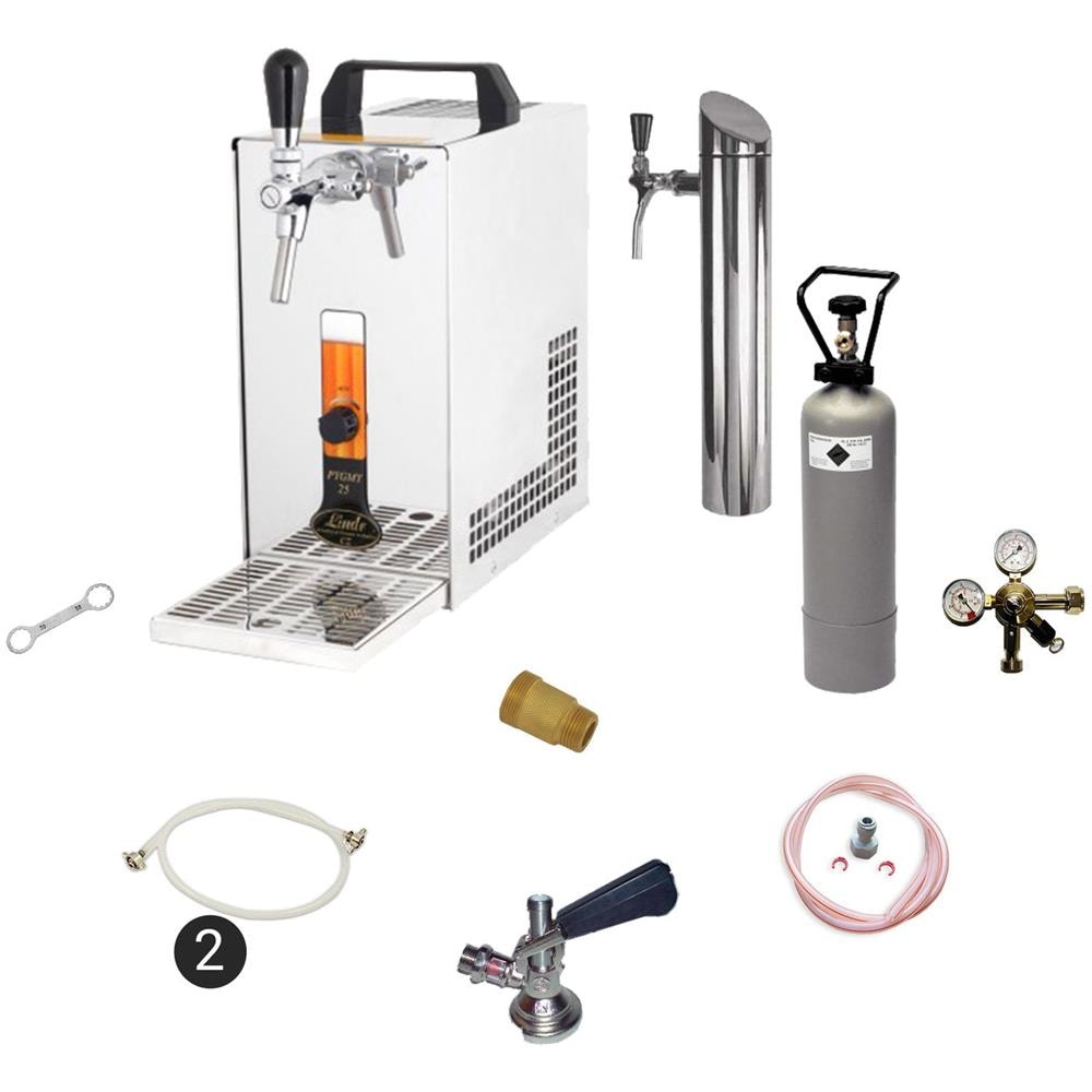 Set Completo Sotto Il Bancone, Spillatori Per Birra, Pygmy 25 Raffreddatore A Secco A 1 Linea, 35 Litri / H, Incl. Torre Di Erogazione, Green Line - Foto 1