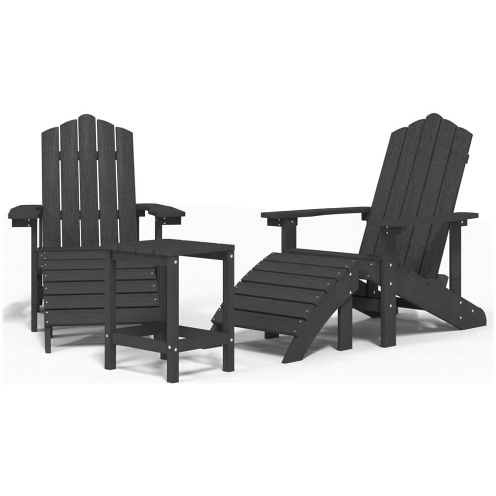 Sedie Giardino Poggiapiedi E Tavolo Adirondack Hdpe Antracite - Foto 2