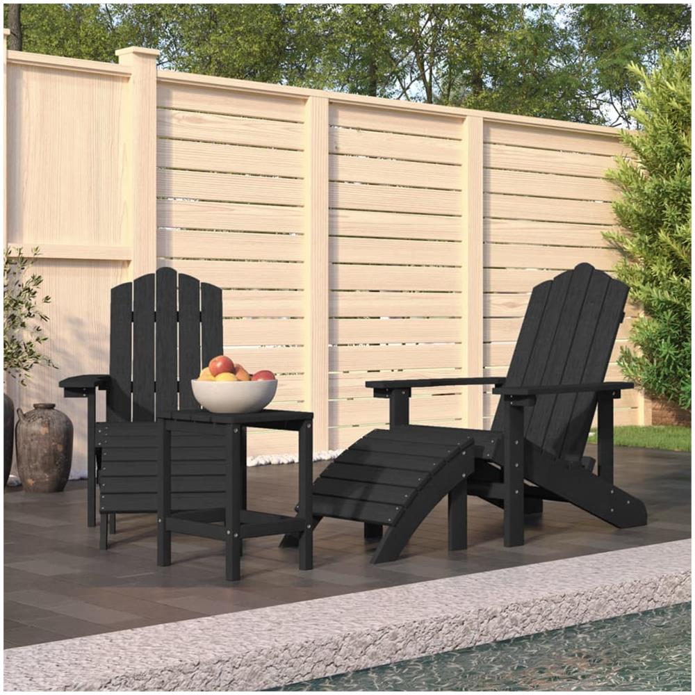Sedie Giardino Poggiapiedi E Tavolo Adirondack Hdpe Antracite - Foto 1