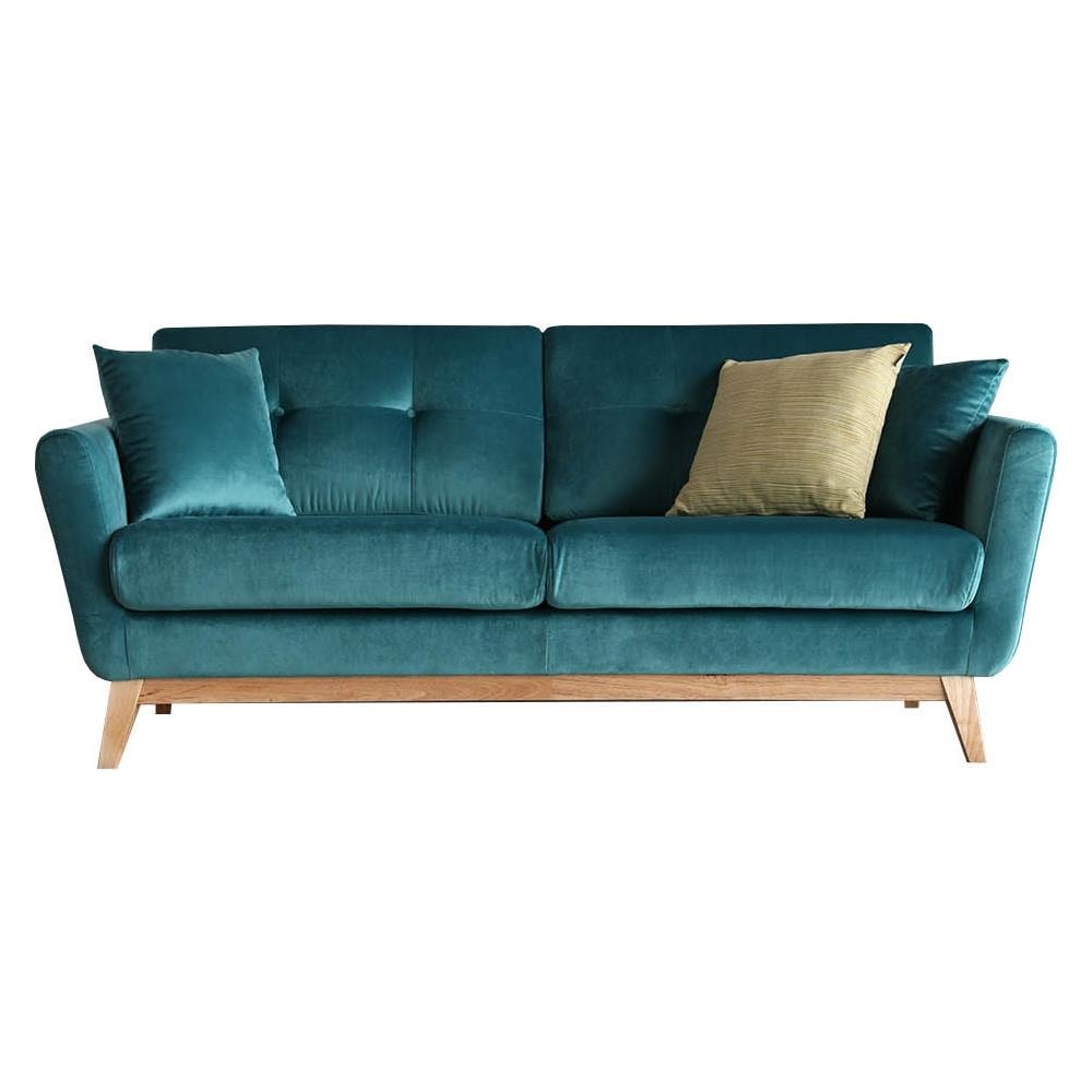 Hoga Divano Scandinavo 3 Posti In Velluto Verde - Foto 1