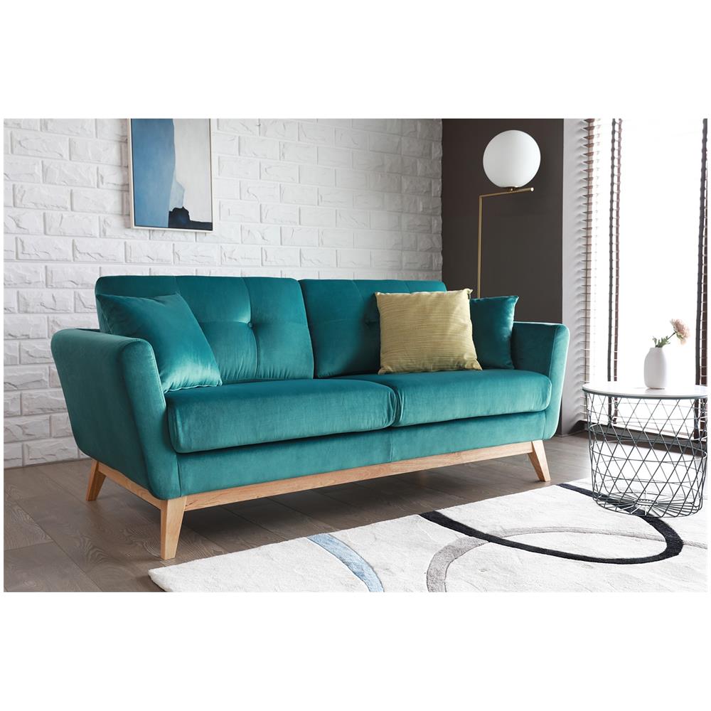 Hoga Divano Scandinavo 3 Posti In Velluto Verde - Foto 7