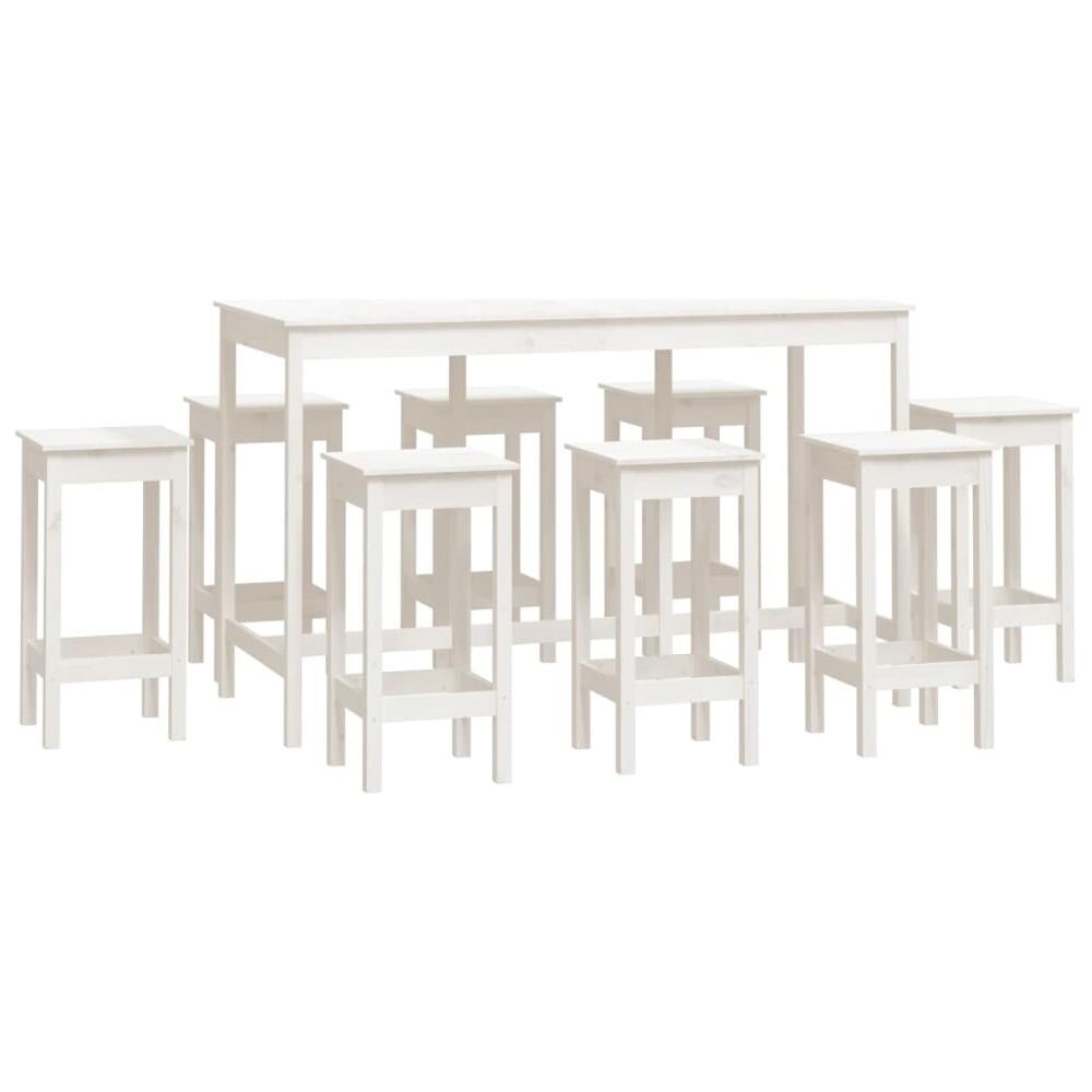 Set Da Bar 9 Pz Bianco In Legno Massello Di Pino - Foto 2