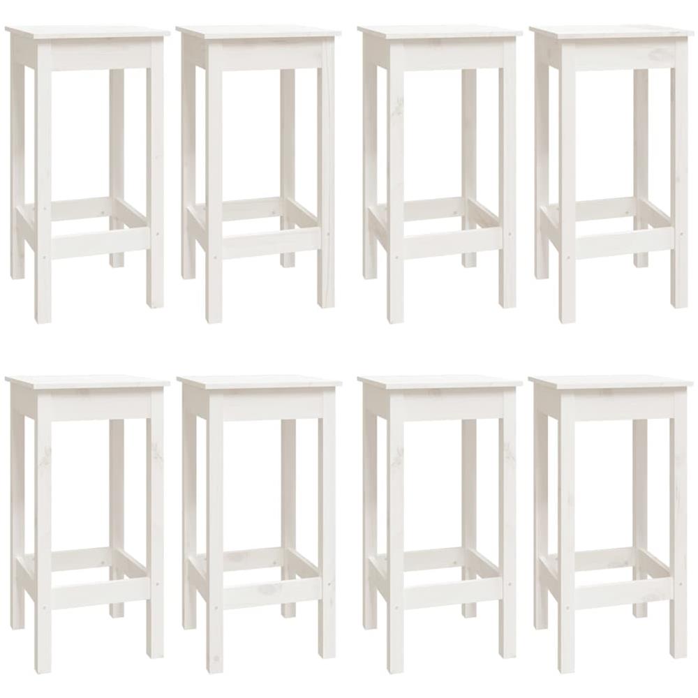 Set Da Bar 9 Pz Bianco In Legno Massello Di Pino - Foto 3