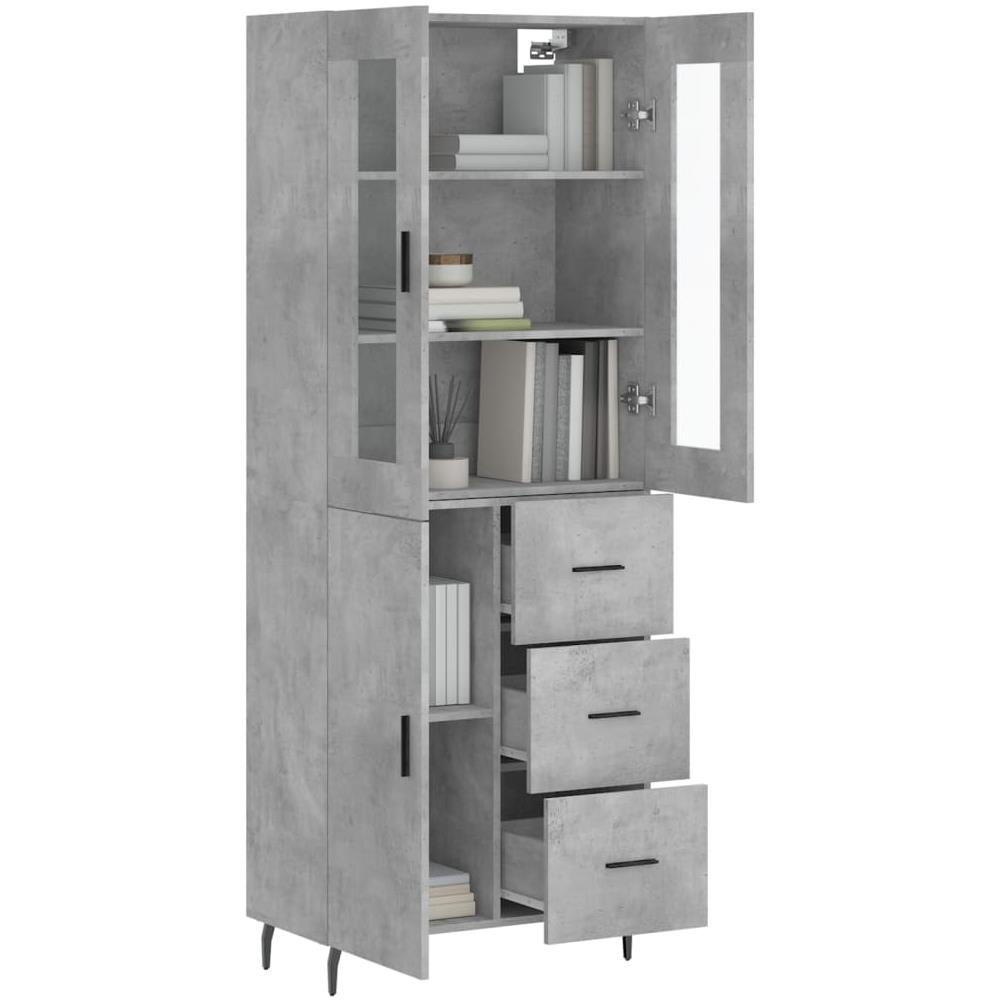 Credenza Grigio Cemento 69,5x34x180 Cm In Legno Multistrato - Foto 3