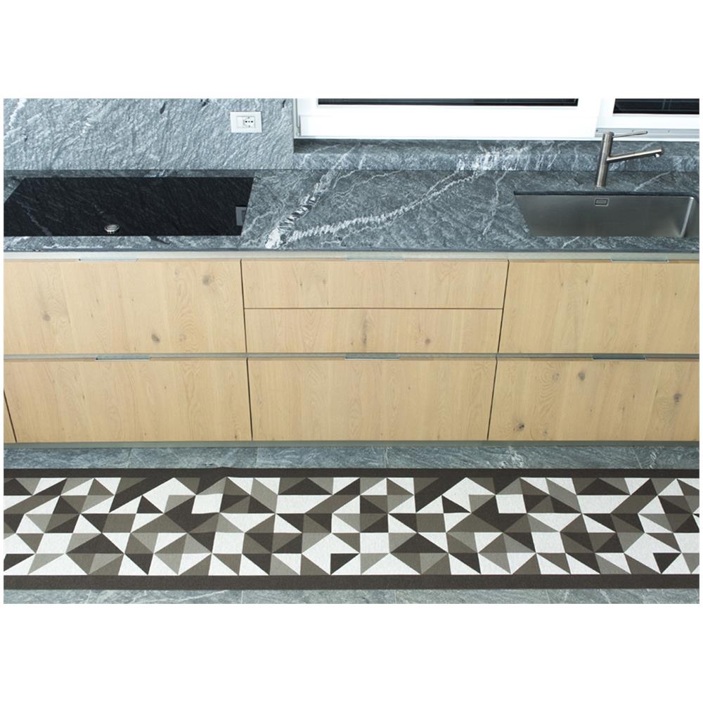 Tappeto Passatoia Cucina Antiscivolo In Tessuto Jacquard Disegno Origami Fango 57x115 Fango - Foto 2