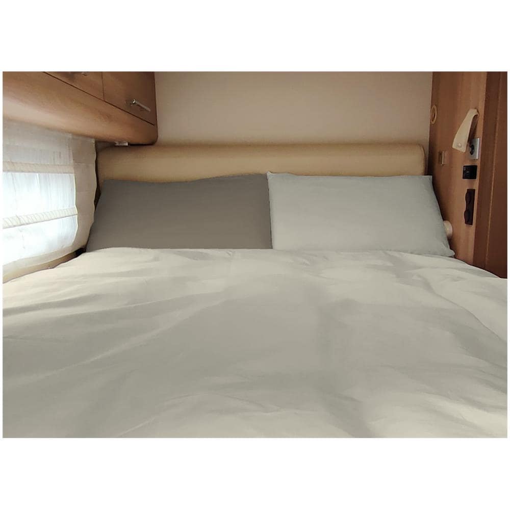 Sacco Copripiumino Camper Roulotte 100% Cotone Personalizzabile Tinta Unita Double Face Singolo Panna-tortora - Foto 1