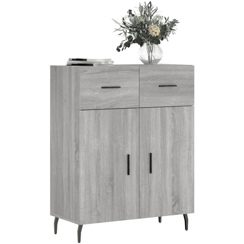 Credenza Grigio Sonoma 69,5x34x90 Cm In Legno Multistrato - Foto 3