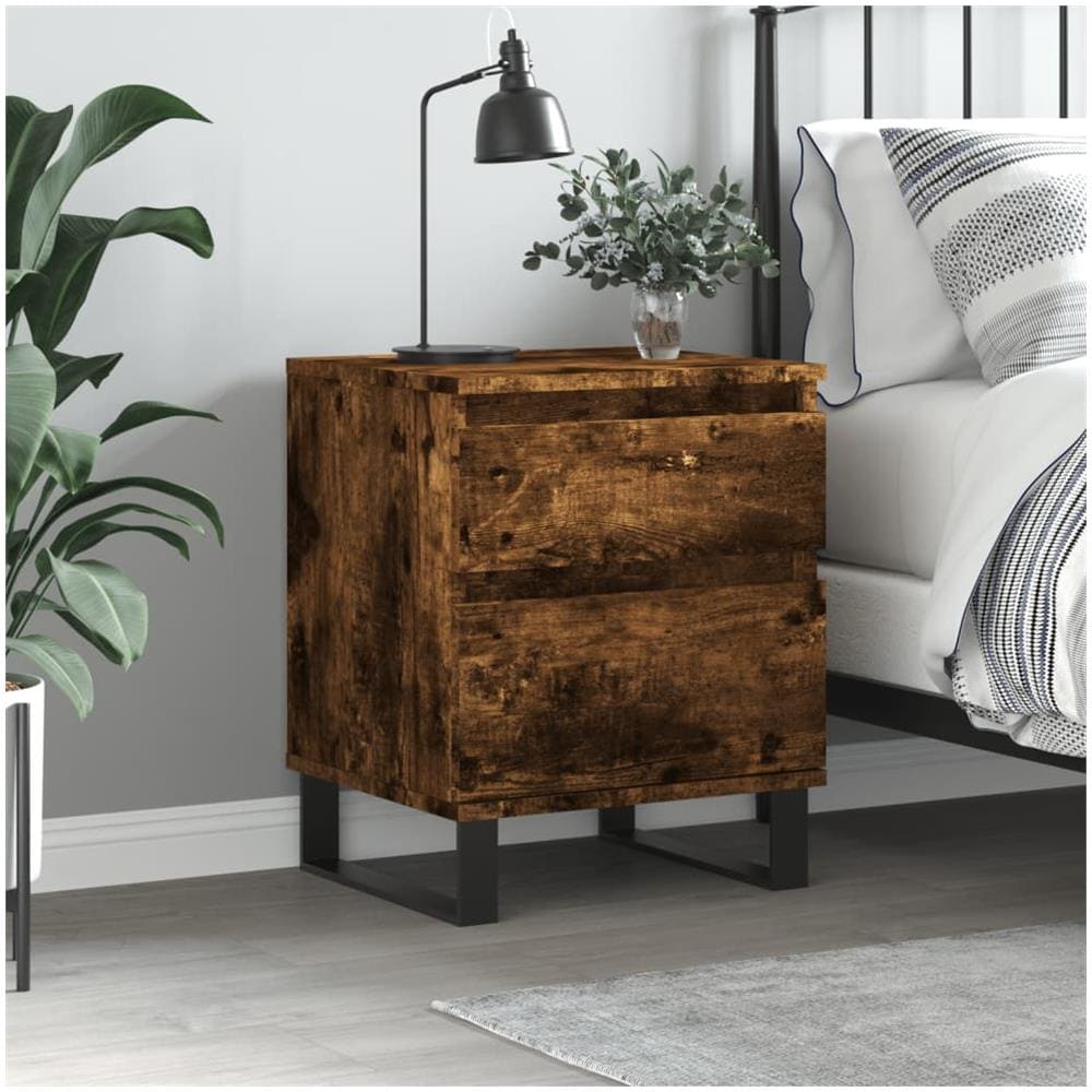 Comodino Rovere Fumo 40x35x50 Cm In Legno Multistrato - Foto 1
