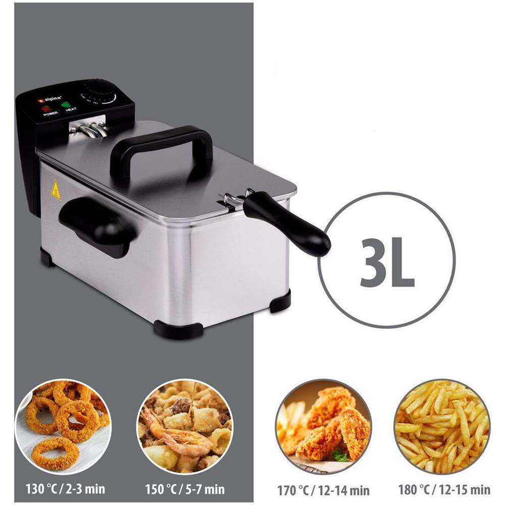 Friggitrice 3 Litri 2000 Watt da Cucina Temperatura Regolabile e Spia Controllo - Foto 4