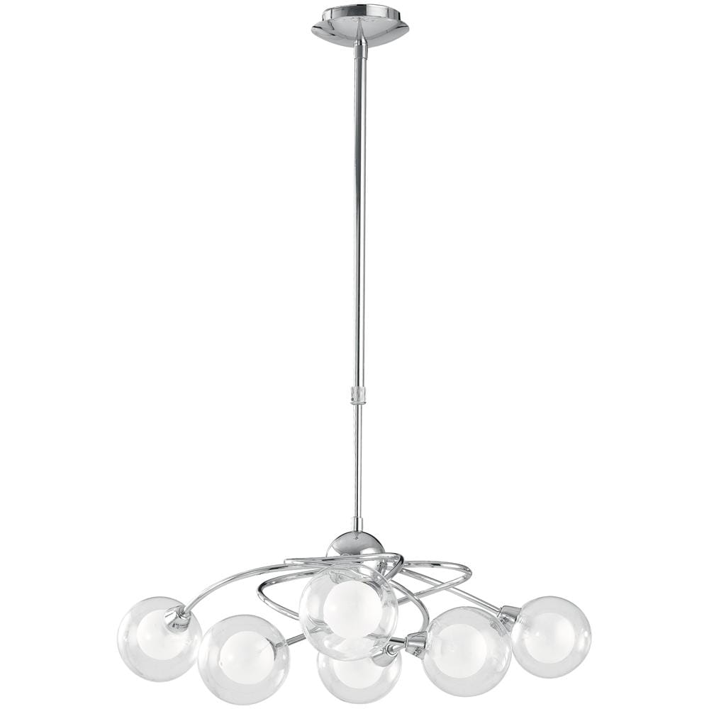 I-BLOG-6 - Lampadario sospeso cromato con paralumi sferici 28 watt G9 - Foto 1