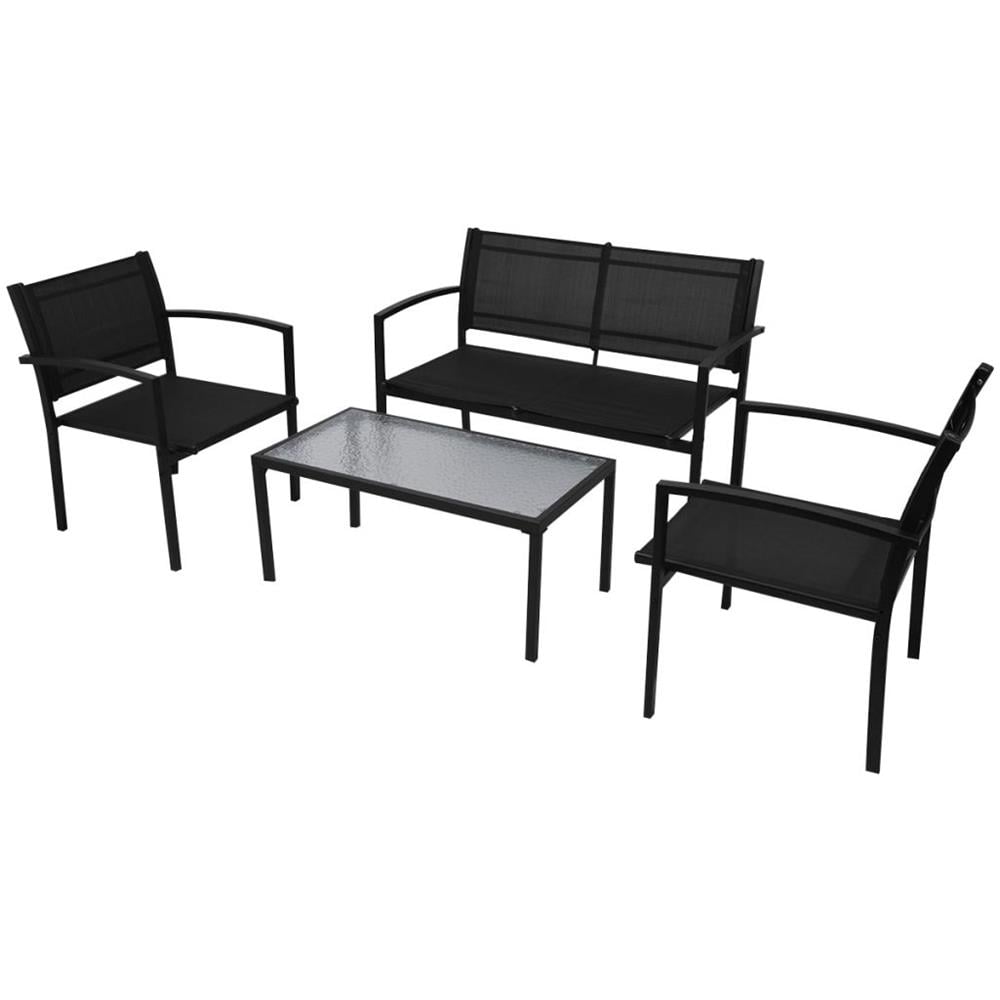 Set Tavolo e Sedie da Esterno 4 pz Nero in Textilene - Foto 1