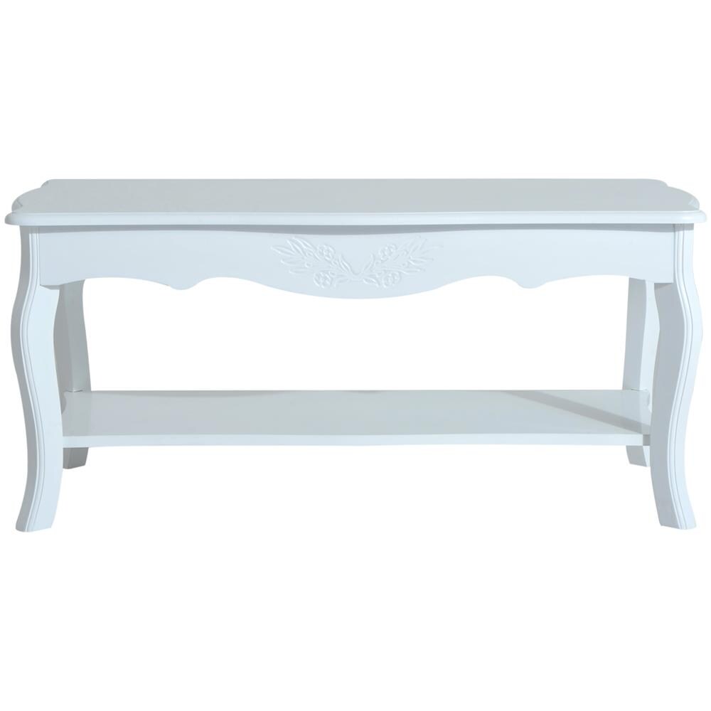 Tavolino Da Caffè Basso In Legno, Bianco, 94x44x42cm - Foto 1