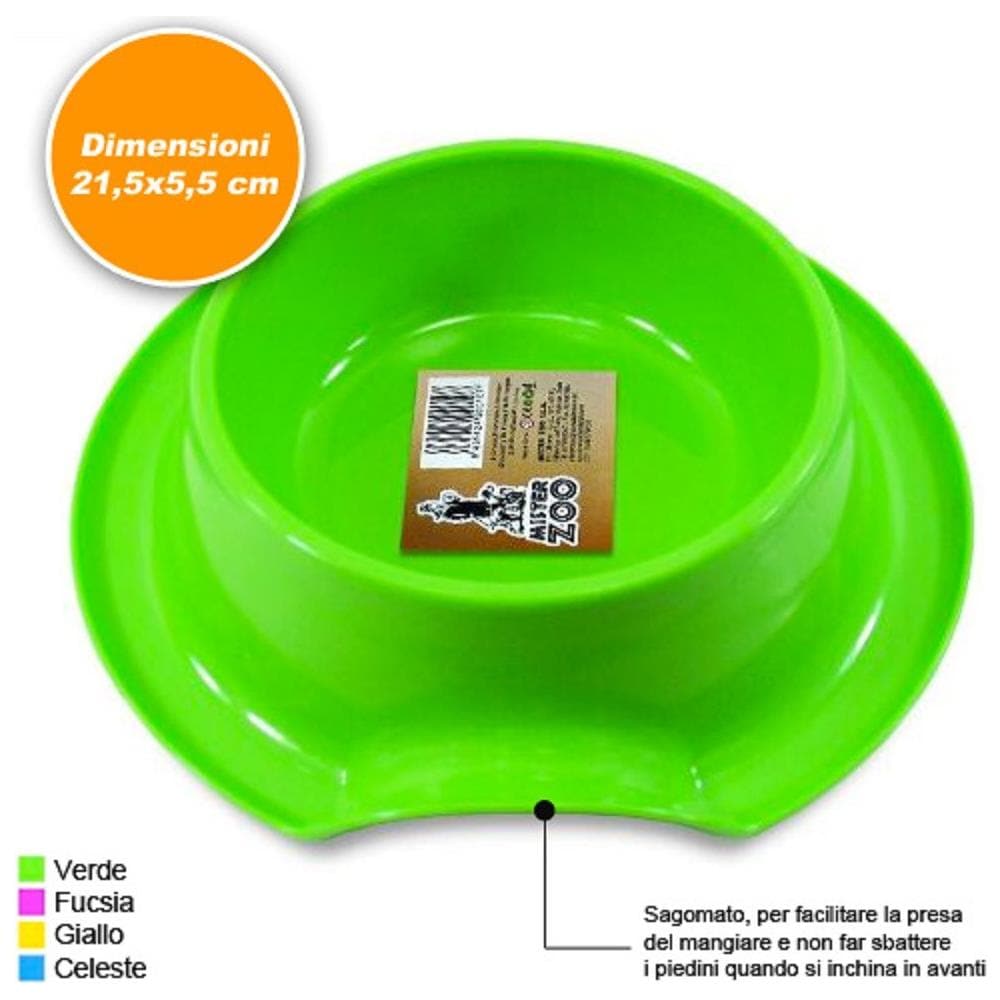 Ciotola Scodella Per Animali Cani Gatti Sagomata In Plastica 21,5 Cm Vari Colori - Foto 1