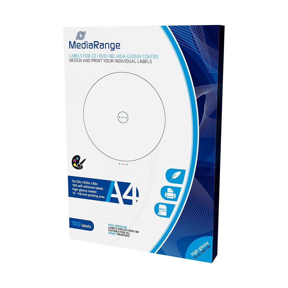 Labels For Cd Dvd Bd, 15-118mm, High-glossy, Confezione Da 100 Etichette Stampabili - Mrink132 - Foto 1