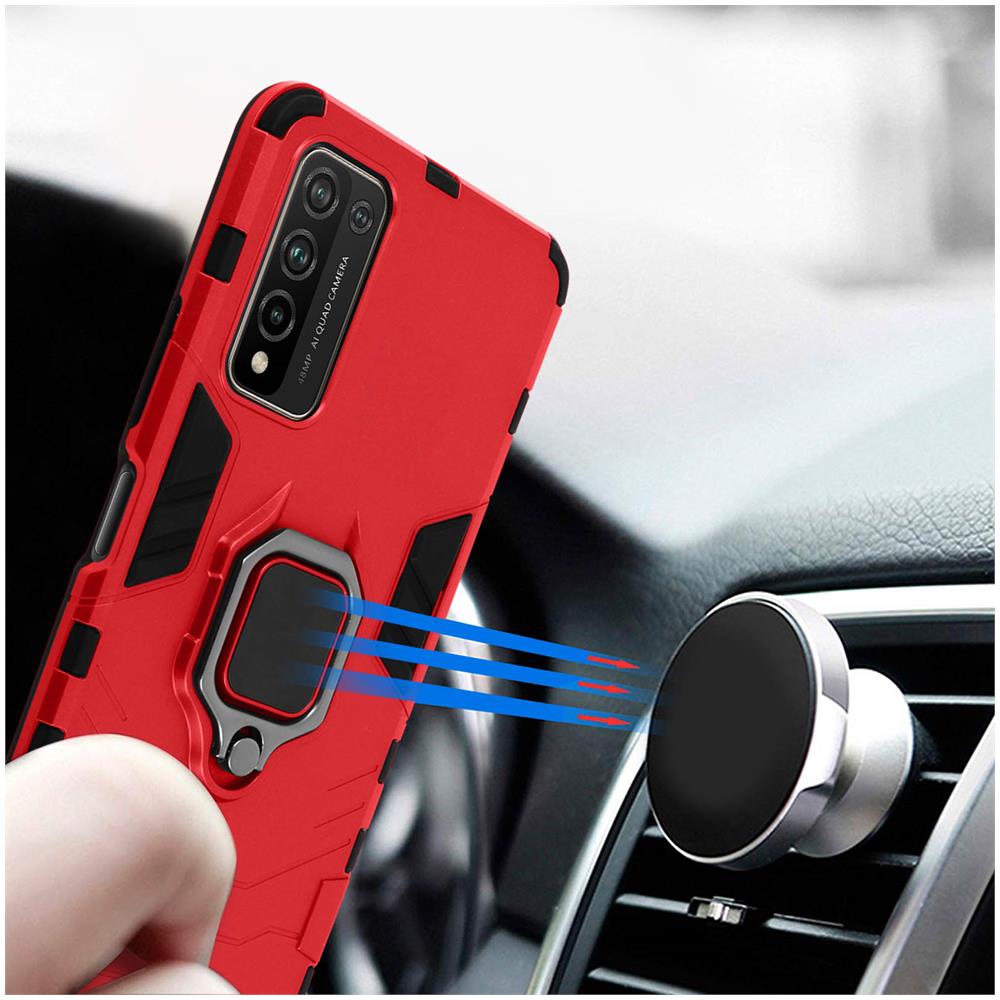 Cover Honor 10x Lite Bi-materiale Anello Supporto Video Rosso - Foto 2