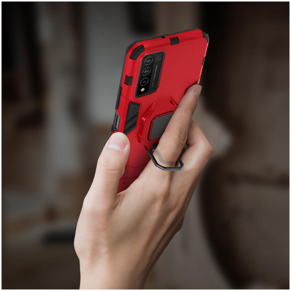 Cover Honor 10x Lite Bi-materiale Anello Supporto Video Rosso - Foto 5