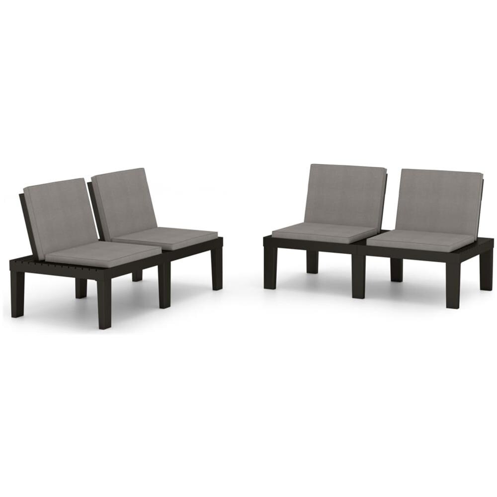 Panchine Da Giardino Con Cuscini 2 Pz In Plastica Grigio - Foto 2