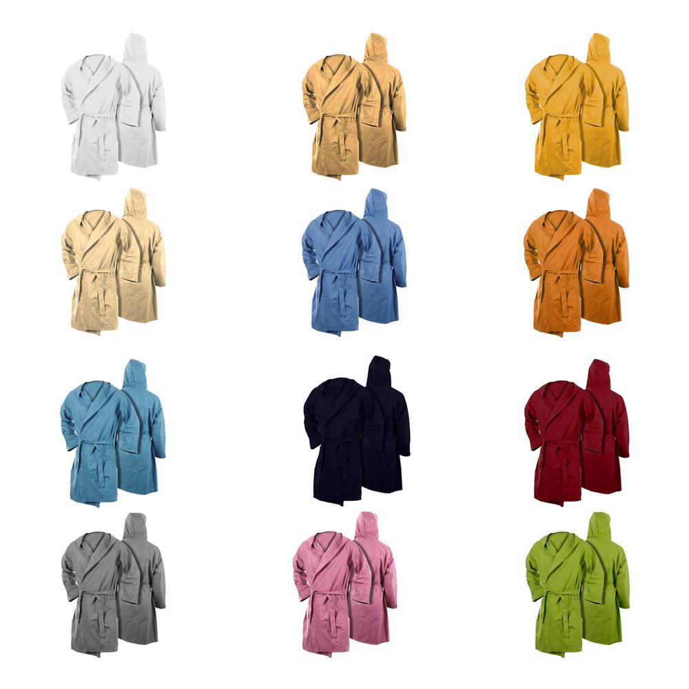 Accappatoio Con Cappuccio In Microfibra Adulto Unisex In Tinta Unita Vari Colori Xxl Azzurro - Foto 6