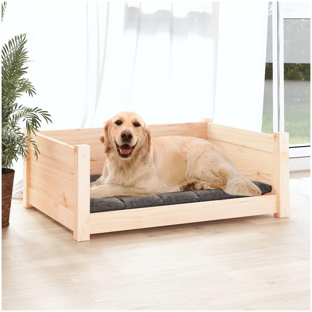 Cuccia Per Cani 75,5x55,5x28 Cm In Legno Massello Di Pino - Foto 2