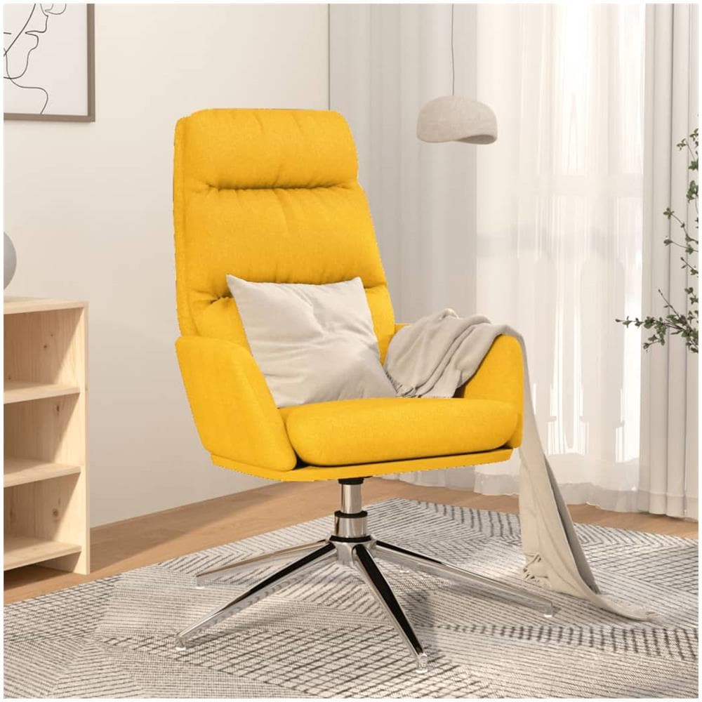 Sedia Rilassante Giallo Senape In Tessuto - Foto 1