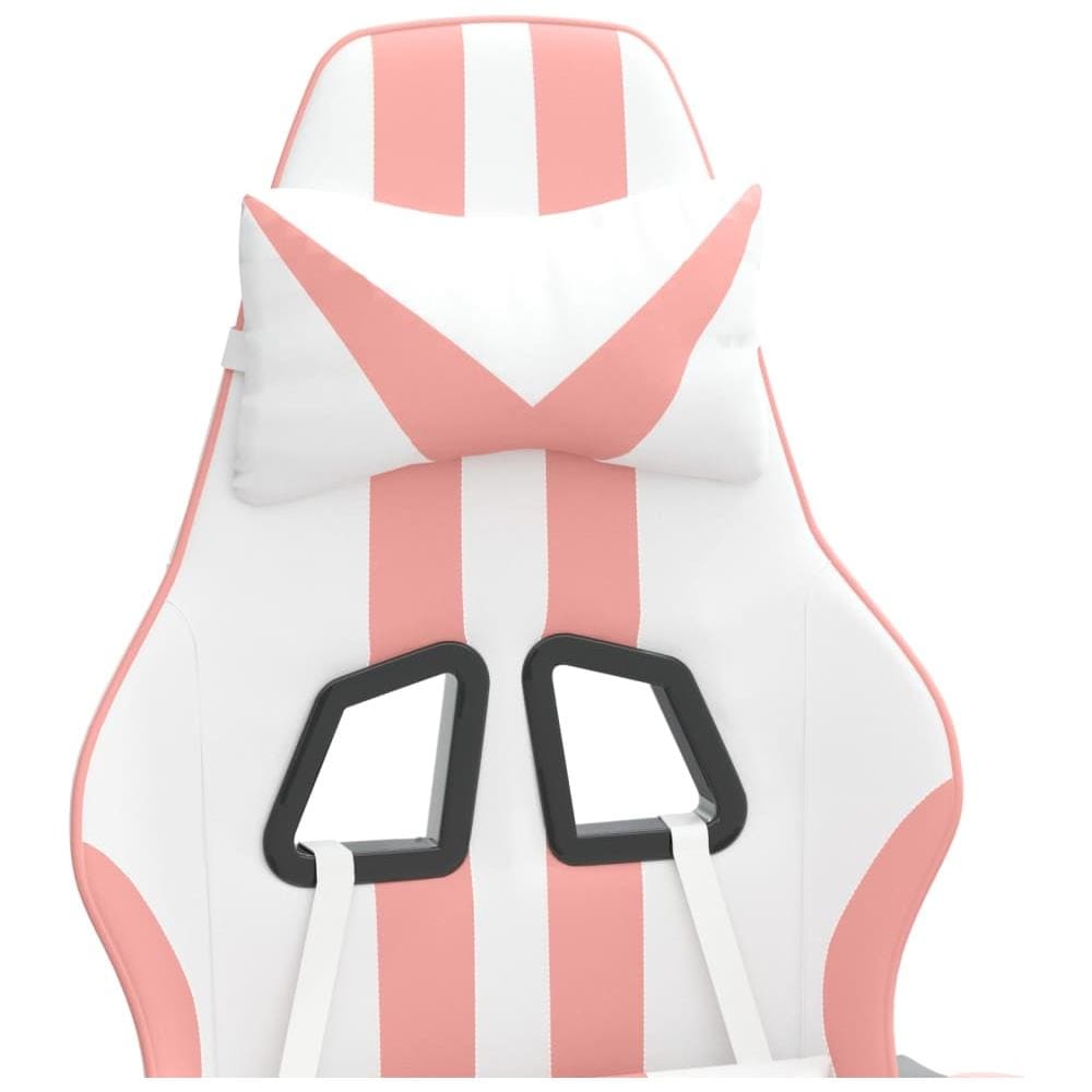 Sedia da Gaming Girevole Poggiapiedi Bianca e Rosa Similpelle - Foto 2