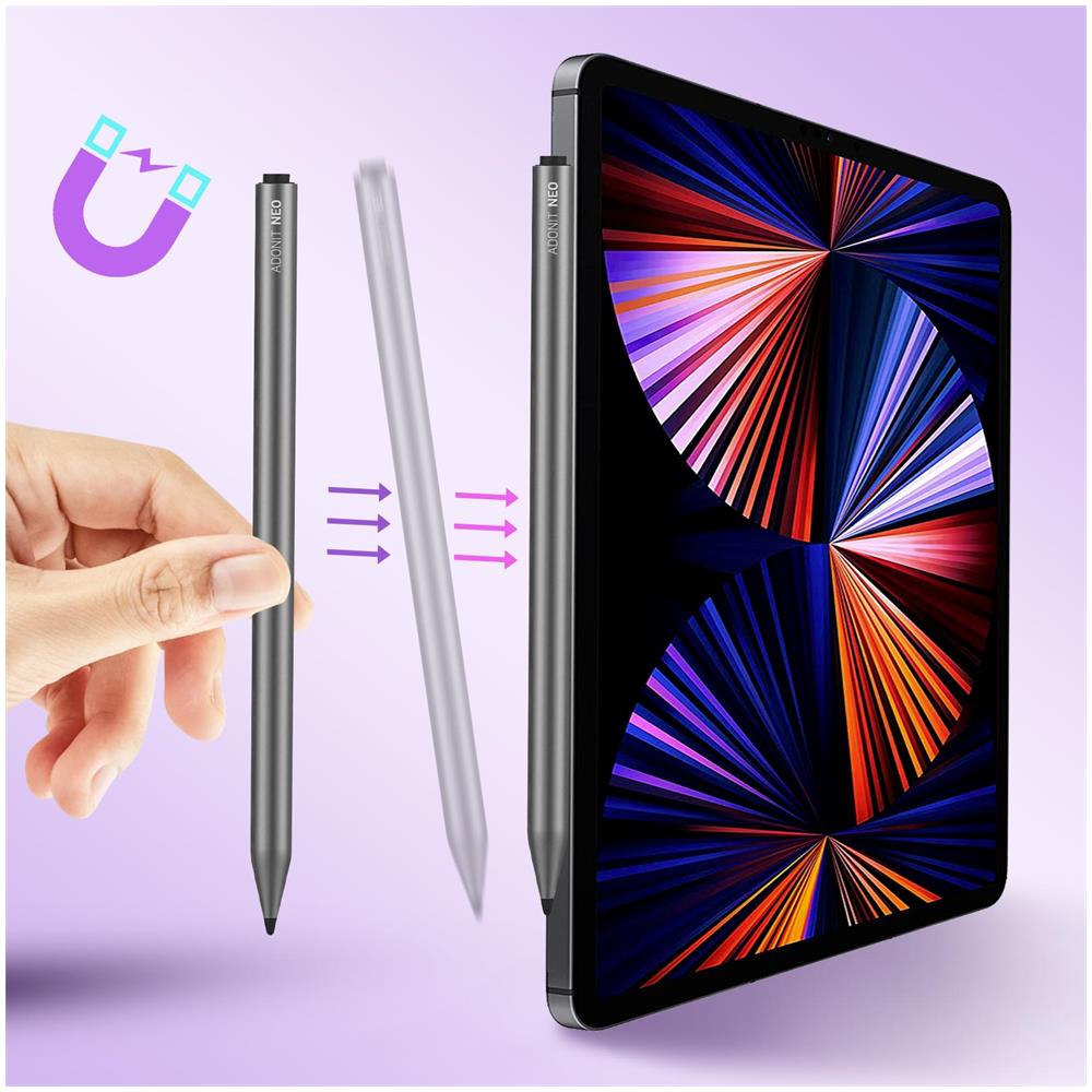 Pennino Per Ipad/ipad Pro Ricaricabile Serie Neo Alluminio Anodizzato, Grigio - Foto 2