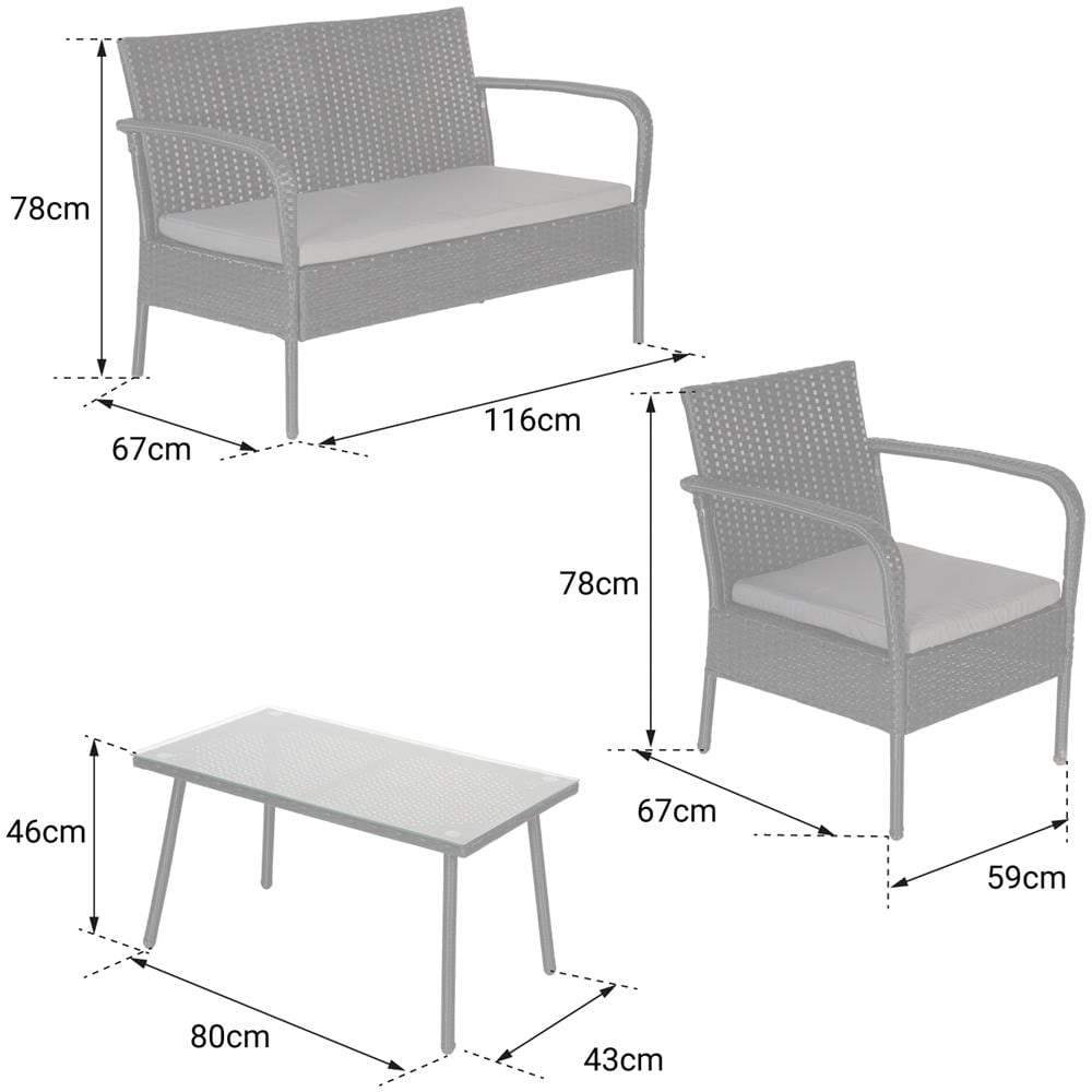 Set Di Mobili Da Giardino Lipari In Resina Intrecciata Marrone - 4 Posti - Cuscini Crema - Foto 2