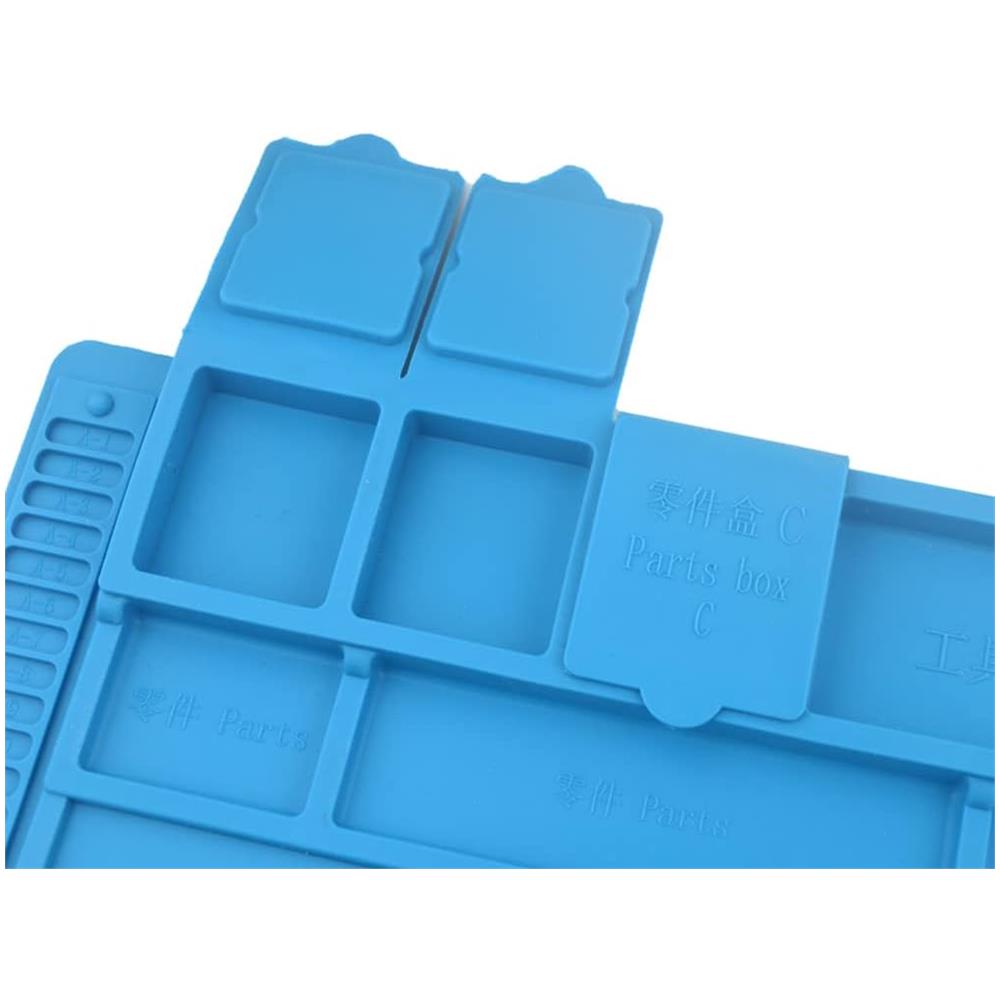 Tappeto da Saldatura e Riparazione Antistatico Antiscivolo Magnetico 45 x 30 cm in Silicone Blu - Foto 3