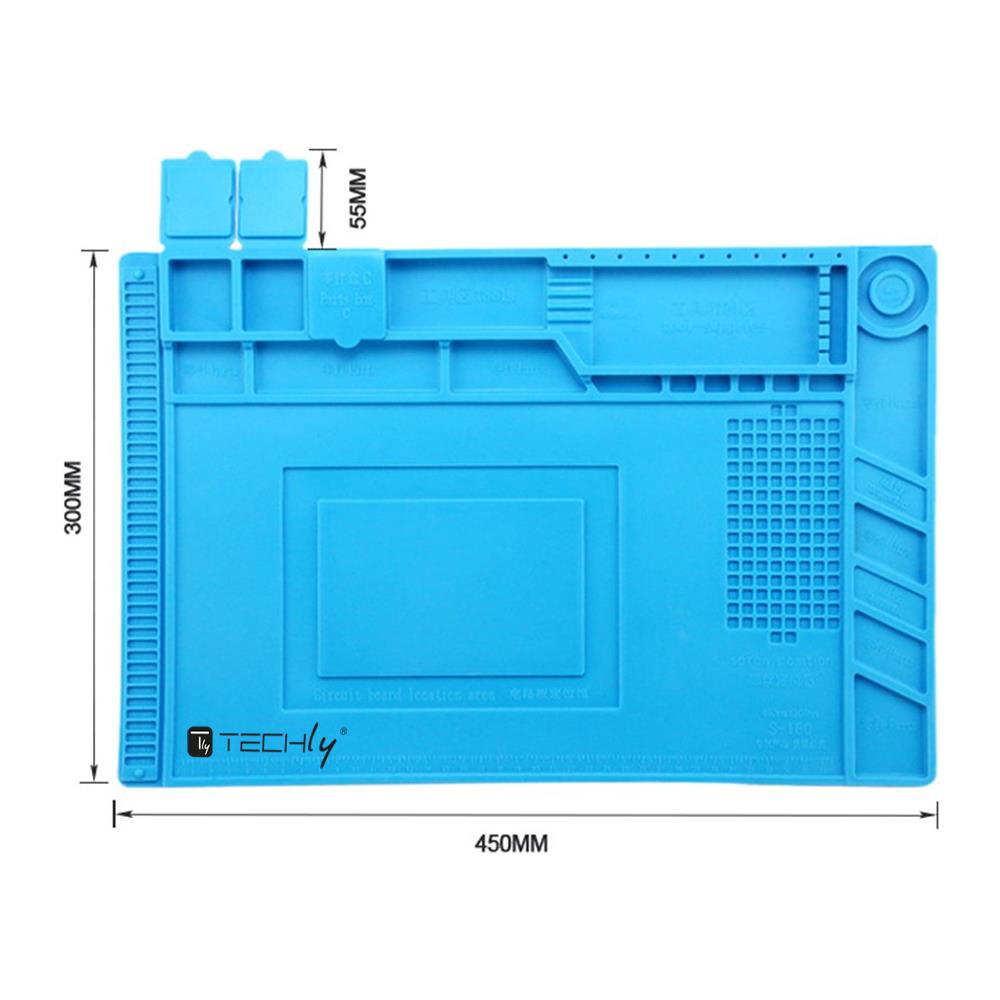 Tappeto da Saldatura e Riparazione Antistatico Antiscivolo Magnetico 45 x 30 cm in Silicone Blu - Foto 2