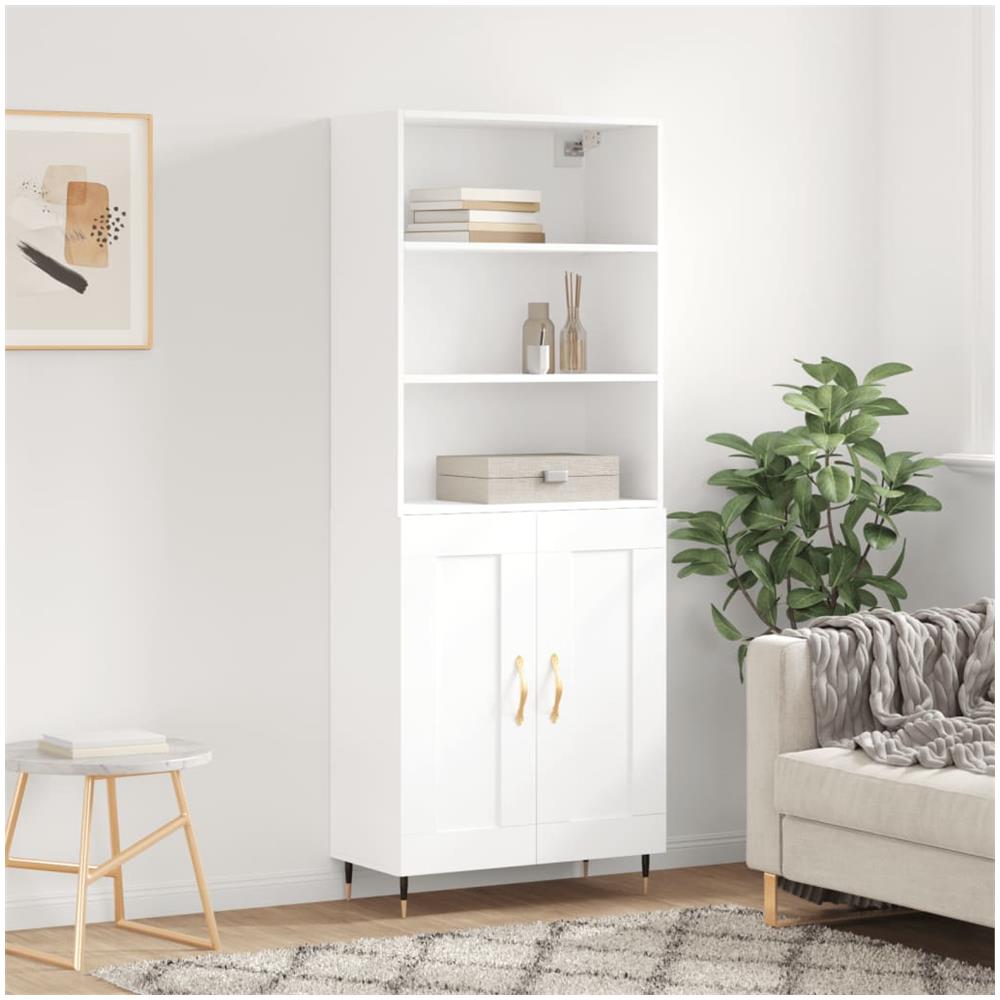 Credenza Bianca 69,5x34x180 Cm In Legno Multistrato - Foto 1