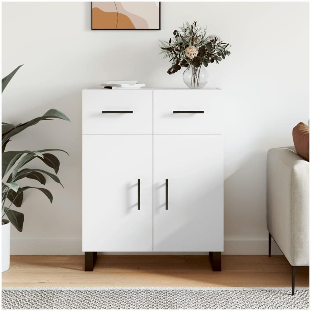 Credenza Bianca 69,5x34x90 Cm In Legno Multistrato - Foto 1