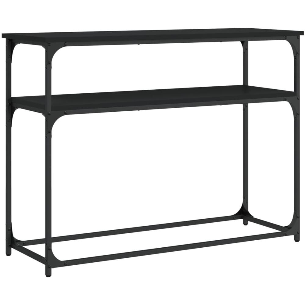 Tavolino Consolle Nero 100x35,5x75 Cm In Legno Multistrato - Foto 2