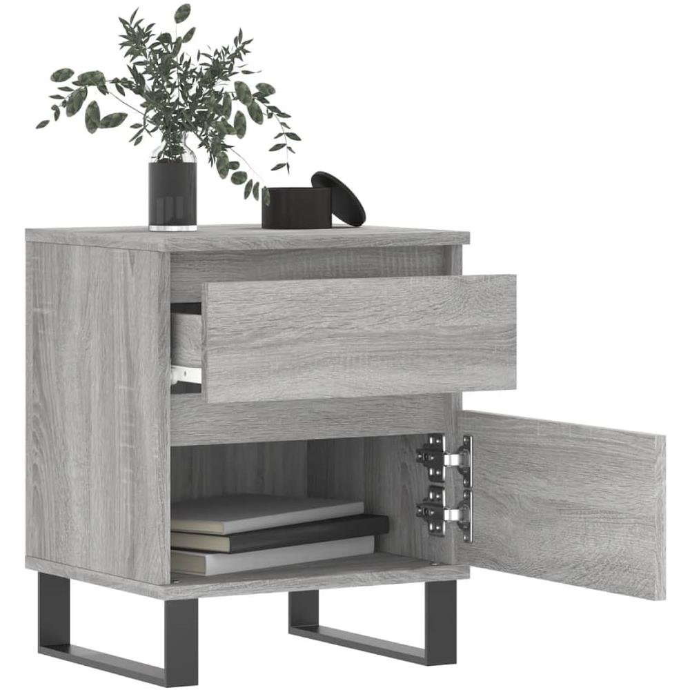 Comodino Grigio Sonoma 40x35x50 Cm In Legno Multistrato - Foto 3