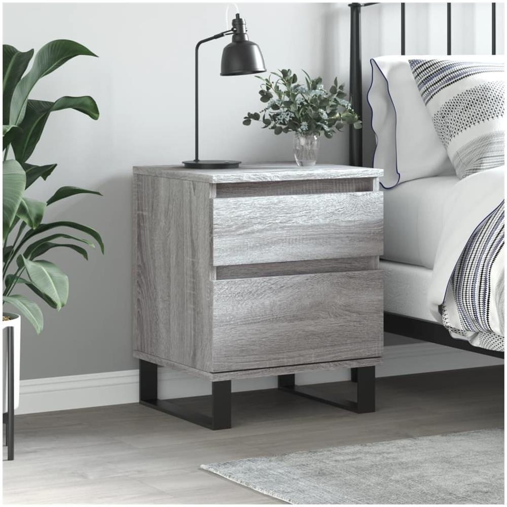Comodino Grigio Sonoma 40x35x50 Cm In Legno Multistrato - Foto 1